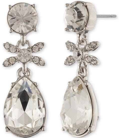 givenchy crystal double drop earrings silvertone|Macy's.